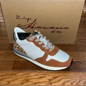 Vintage Havana Leather Valery Rust & Leopard Detail Run Sneakers Women's Size 6